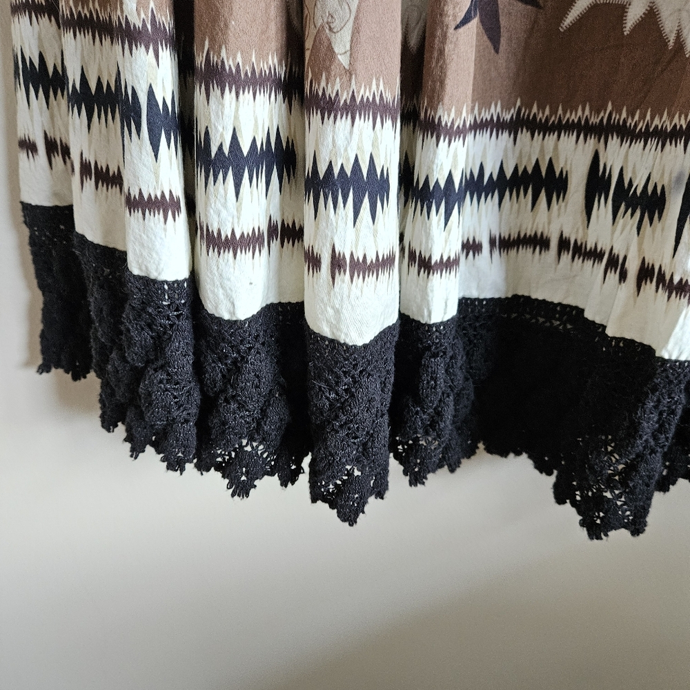 Coldwater Creek Crochet Elastic Waist Floral Print Skirt Size Med. - Picture 5 of 9